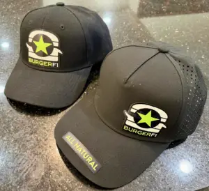 Raised 3-D UV patch on a BurgerFi hat