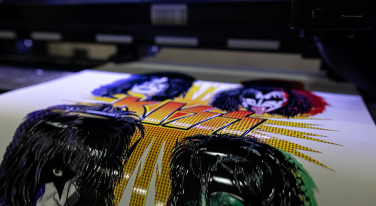 A KISS patch printing on the UV flatbed