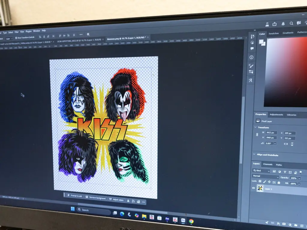 Patch artwork being prepared on screen